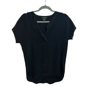 Trouvé Black Silk Short Sleeve Popover Top